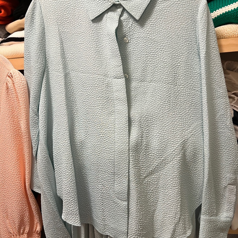 Tuckernuck Light Blue Textured Blouse